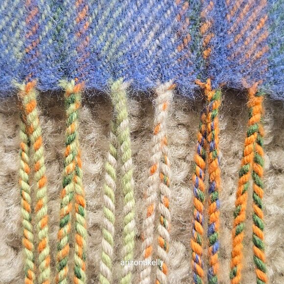 John Hanly Extra Fine Merino Wool Scarf Colorful Plaid - Picture 5 of 8